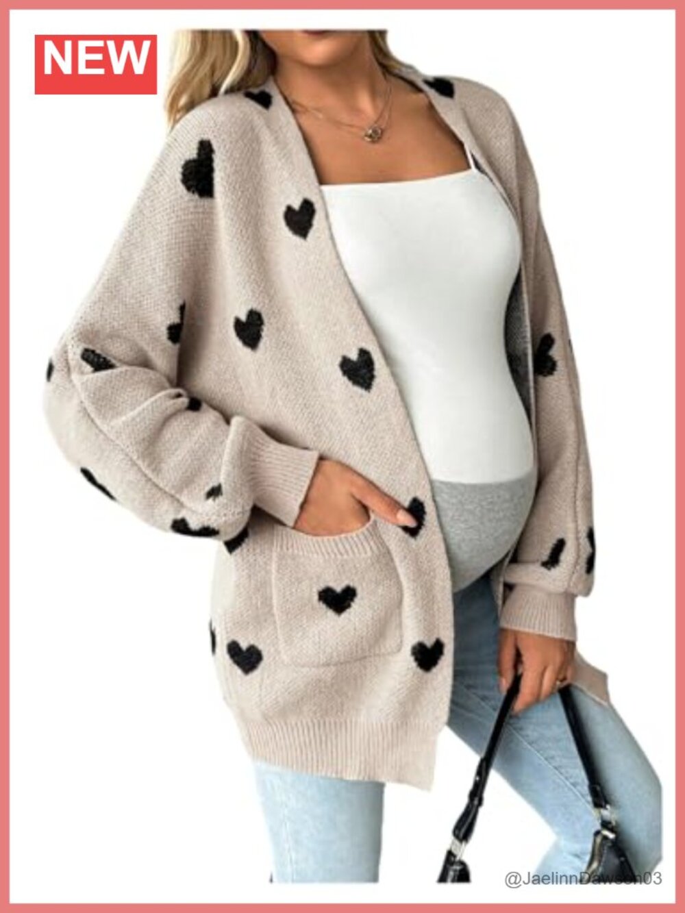 Maternity Heart Sweater Cardigan
